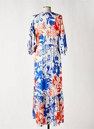 Rochie lungă imprimeu floral mâneci 3/4 albastru MC PLANET femeie