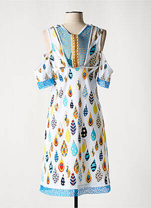 Rochie midi croială fluidă mâneci scurte alb SAVE THE QUEEN femeie