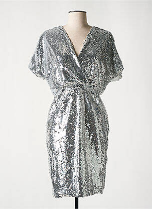 Rochie midi mâneci scurte mâneci scurte argintiu EXQUISS'S femeie