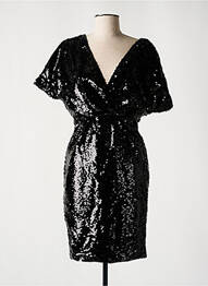 Rochie midi închidere cu fermoar la spate mâneci scurte negru EXQUISS'S femeie