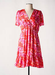 Rochie scurtă imprimeu floral mâneci scurte roz MC LORENE femeie