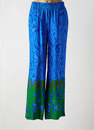 Pantalon larg țesătură poplin talie înaltă albastru CATNOIR femeie
