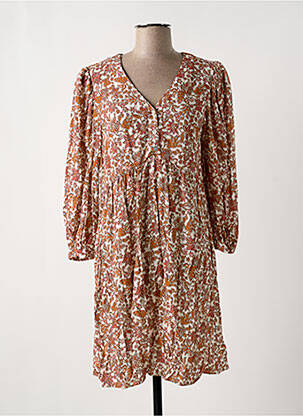 Rochie midi imprimeu floral mâneci 3/4 portocaliu C'EST BEAU LA VIE femeie