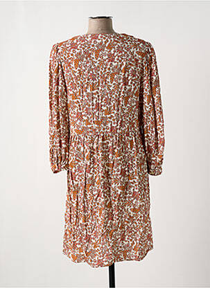 Rochie midi imprimeu floral mâneci 3/4 portocaliu C'EST BEAU LA VIE femeie