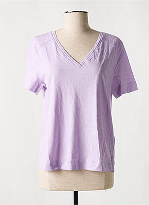 Tricou guler în v mâneci scurte violet ESPRIT femeie