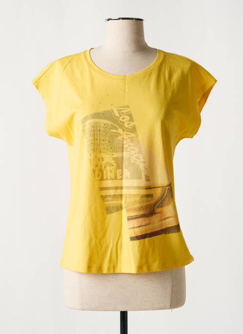 Tricou serigrafie cu strasuri mâneci scurte galben ESPRIT femme