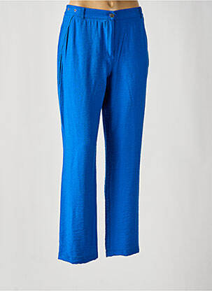 Pantalon drept talie elastică albastru CHRISTINE LAURE femeie