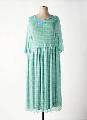 Rochie lungă croială fluidă mâneci 3/4 verde SHEEGO femeie