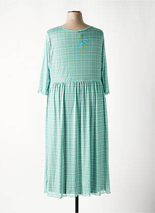 Rochie lungă croială fluidă mâneci 3/4 verde SHEEGO femeie