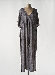 Rochie lungă guler în v mâneci 3/4 gri LARA-ETHNICS femme
