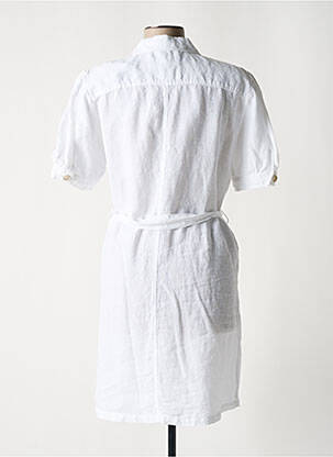 Rochie scurtă mâneci scurte mâneci scurte alb 120% LINO femeie