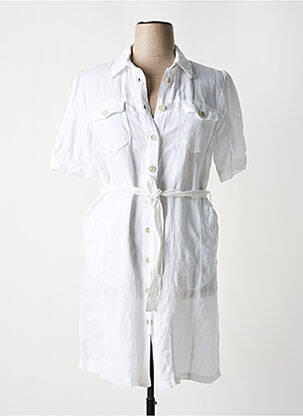 Rochie scurtă mâneci scurte mâneci scurte alb 120% LINO femeie
