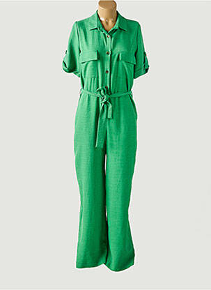 Salopetă-pantalon închidere cu nasturi pe față mâneci scurte verde SCARLET ROOS femeie