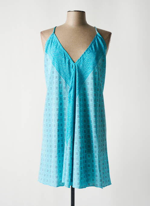 Tunică mâneci lungi imprimeu fantezie albastru LARA-ETHNICS femme