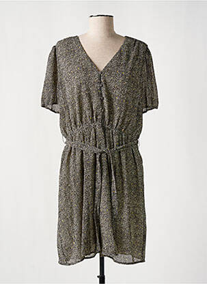 Rochie midi imprimeu fantezie mâneci scurte negru TEDDY SMITH femeie