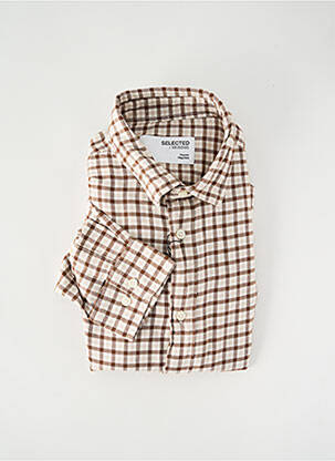 Cămașă cu mâneci lungi maro SELECTED bărbat