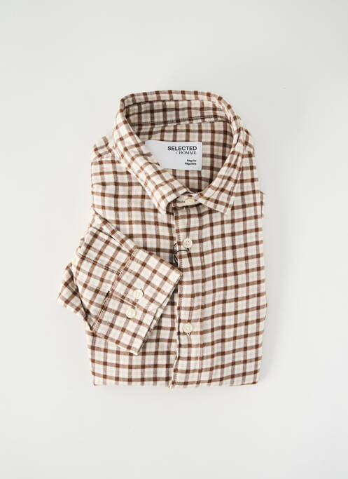 Cămașă cu mâneci lungi maro SELECTED bărbat