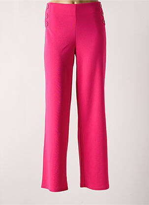Pantalon drept talie elastică roz MULTIPLES femeie