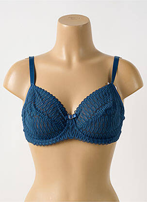 Sutien efect material satinat sutien cupe întregi cu decolteu înalt albastru TRIUMPH femeie