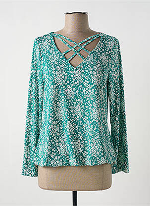 Top elasticitate mâneci lungi verde MULTIPLES femeie