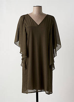 Rochie scurtă croială fluidă mâneci scurte verde MULTIPLES femeie