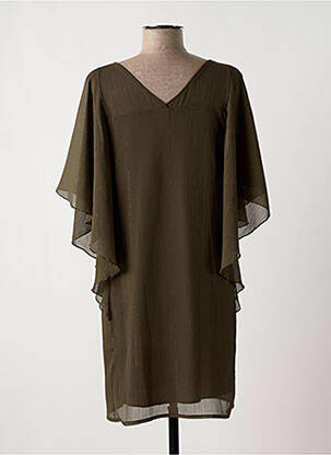 Rochie scurtă croială fluidă mâneci scurte verde MULTIPLES femeie