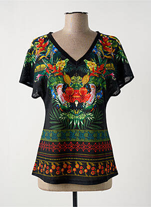 Top elasticitate mâneci scurte negru MULTIPLES femme