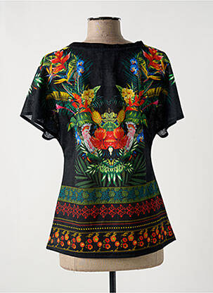 Top țesătură crep mâneci scurte negru MULTIPLES femeie