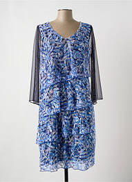 Rochie midi imprimeu floral mâneci lungi albastru MULTIPLES femeie