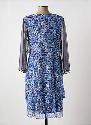 Rochie midi imprimeu floral mâneci lungi albastru MULTIPLES femeie