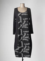 Rochie midi imprimeu fantezie mâneci lungi negru G!OZE femme