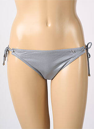 Chiloți de baie efect material satinat bikini gri LPB femeie