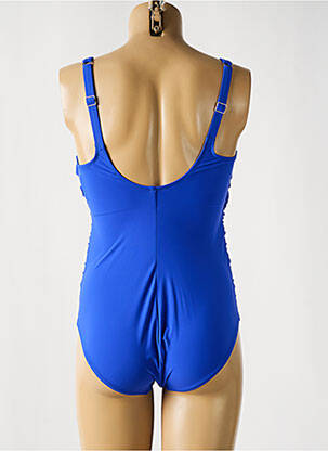Costum de baie dintr-o singură piesă efect material satinat sutien cupe întregi cu decolteu înalt albastru ANITA femeie
