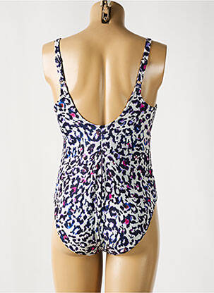 Costum de baie dintr-o singură piesă efect material satinat sutien cupe întregi cu decolteu înalt violet FANTASIE femeie