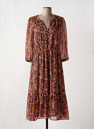 Rochie midi imprimeu floral mâneci 3/4 roz C'EST BEAU LA VIE femeie