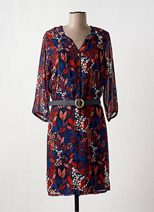 Rochie midi croială fluidă mâneci 3/4 roșu CHRISTINE LAURE femeie