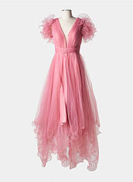 Rochie lungă mâneci scurte mâneci scurte roz MARFIL femme