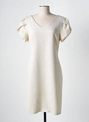 Rochie midi mâneci scurte mâneci scurte bej FRANK LYMAN femeie