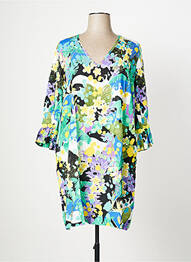Rochie midi imprimeu floral mâneci 3/4 verde MALOKA femeie