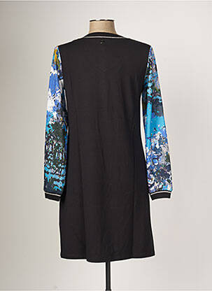 Rochie midi imprimeu fantezie mâneci lungi albastru MALOKA femeie