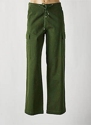 Pantalon larg țesătură poplin talie înaltă verde RAGDOLL femeie