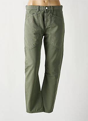 Pantalon drept țesătură poplin talie înaltă verde ACQUAVERDE femeie