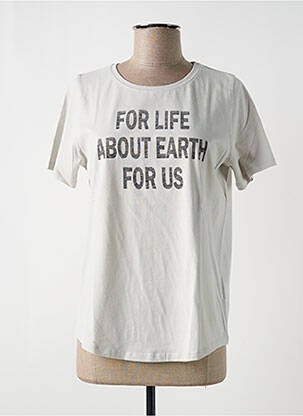 Tricou imprimeu fantezie mâneci scurte gri MAJESTIC FILATURES femeie