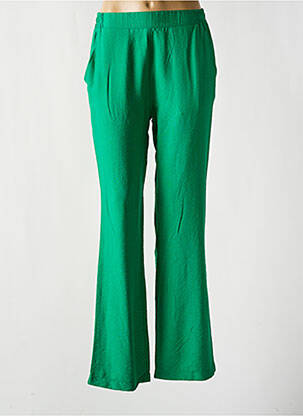Pantalon larg croială fluidă talie înaltă verde SIGNE NATURE femeie