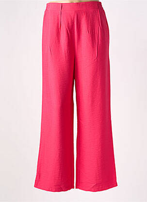 Pantalon larg țesătură crep talie înaltă roz C'EST BEAU LA VIE femeie