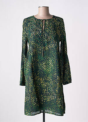 Rochie scurtă croială fluidă mâneci lungi verde DIPLODOCUS femeie