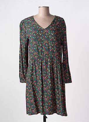 Rochie midi imprimeu fantezie mâneci lungi verde DIPLODOCUS femeie
