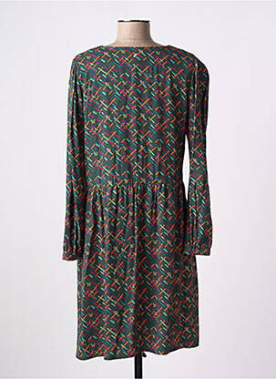 Rochie midi imprimeu fantezie mâneci lungi verde DIPLODOCUS femeie