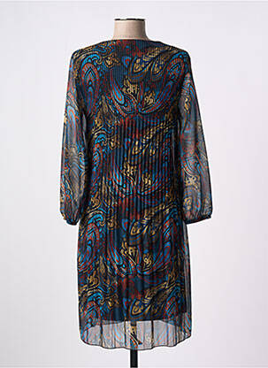Rochie midi croială fluidă mâneci lungi albastru SIGNE NATURE femeie