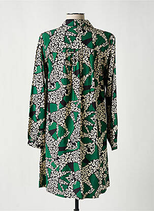 Rochie scurtă croială fluidă mâneci lungi verde DIPLODOCUS femeie